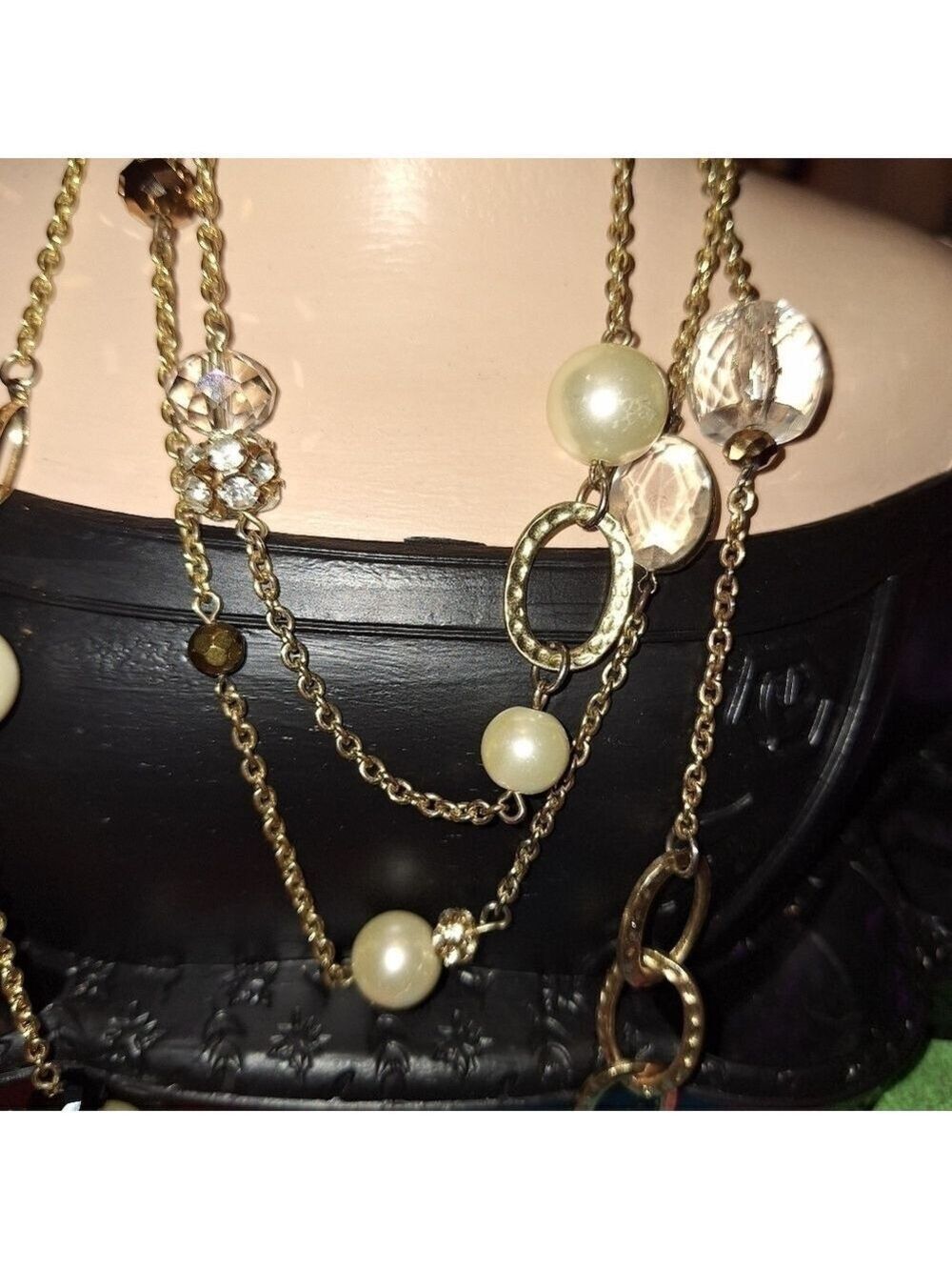 Gold Tone Long Chain Necklace